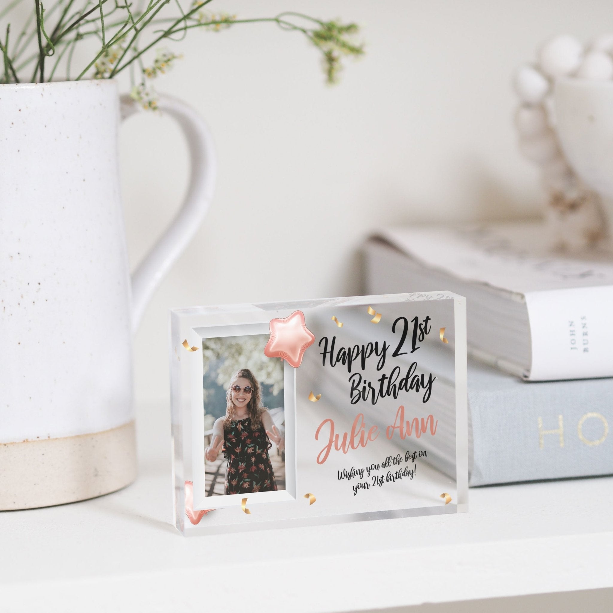 21st Birthday Gift For Her | Personalized Custom Picture Frame PhotoBlock - Unique Prints