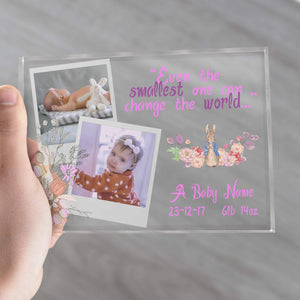 Personalised New Baby Newborn Baby Girl Crystal Photo Block Present Birth Gift