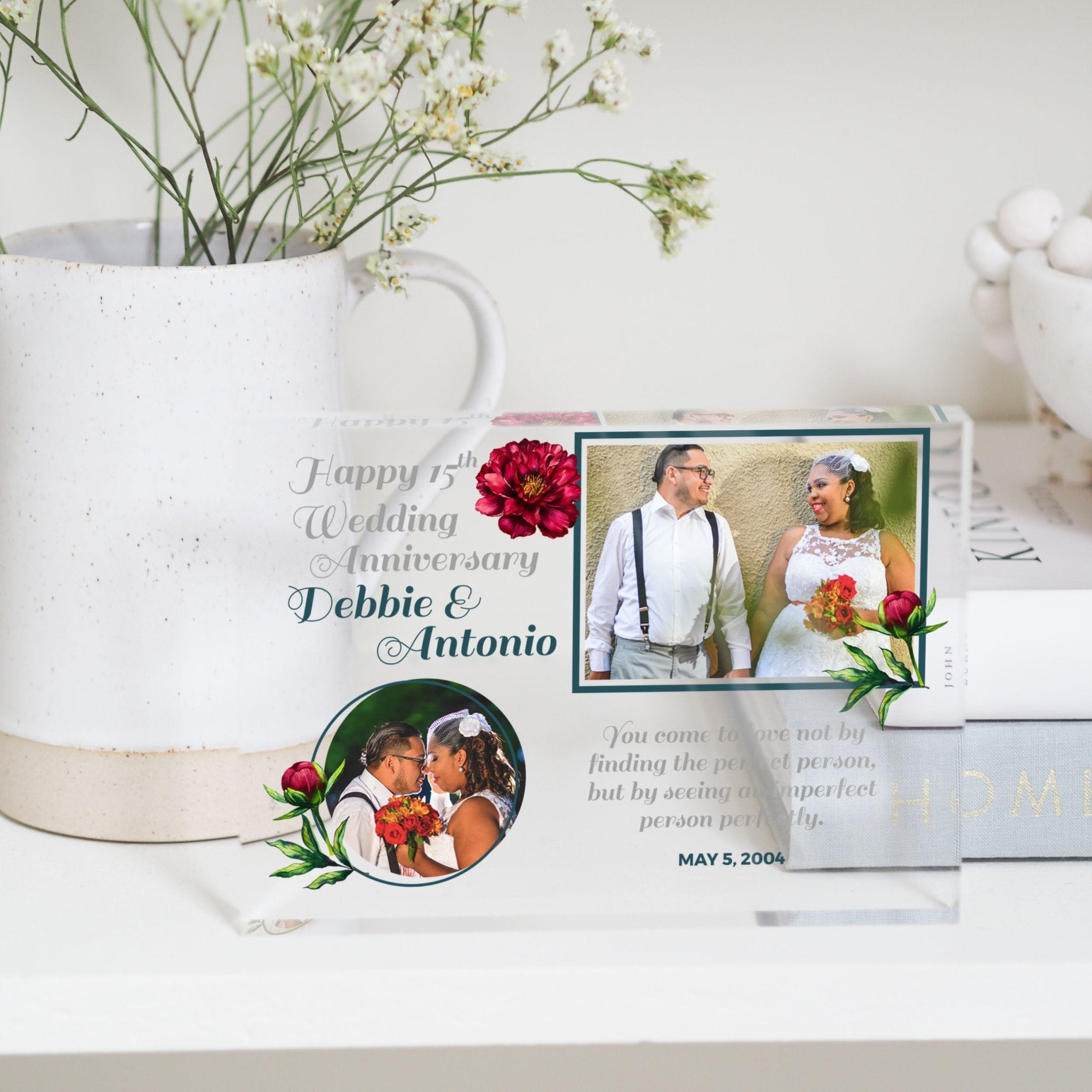 15th Anniversary Gift For Wife | Fifteenth Anniversary Gift For Parents | 15 Year Wedding Anniversary For Him | Anniversary Gift For Couple PhotoBlock - Unique Prints