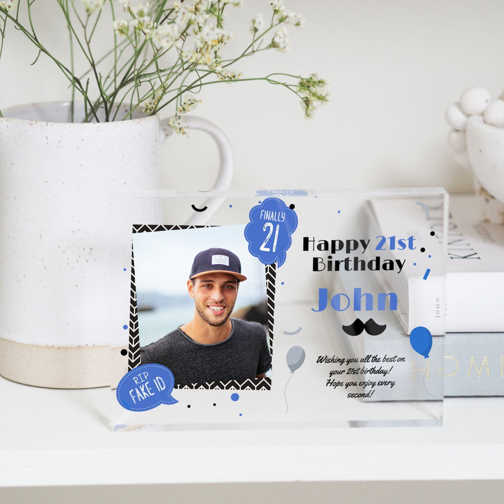 18th Birthday Gift For Him | Personalized 18th Birthday Gift For Best Friend | 18th Cake Topper PhotoBlock - Unique Prints