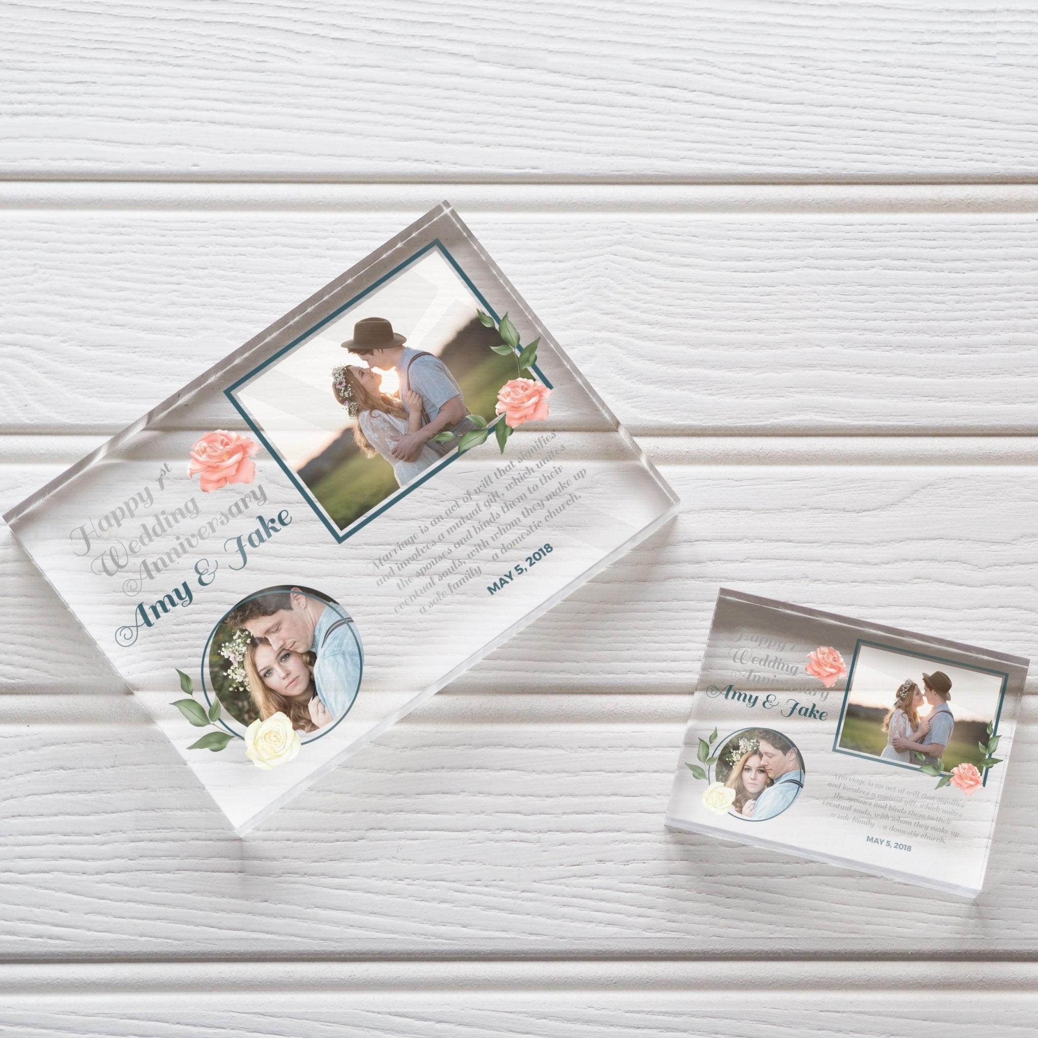 1st Anniversary Gift for Him or For Her, First Wedding Anniversary Gift For Couple, Paper Anniversary PhotoBlock - Unique Prints