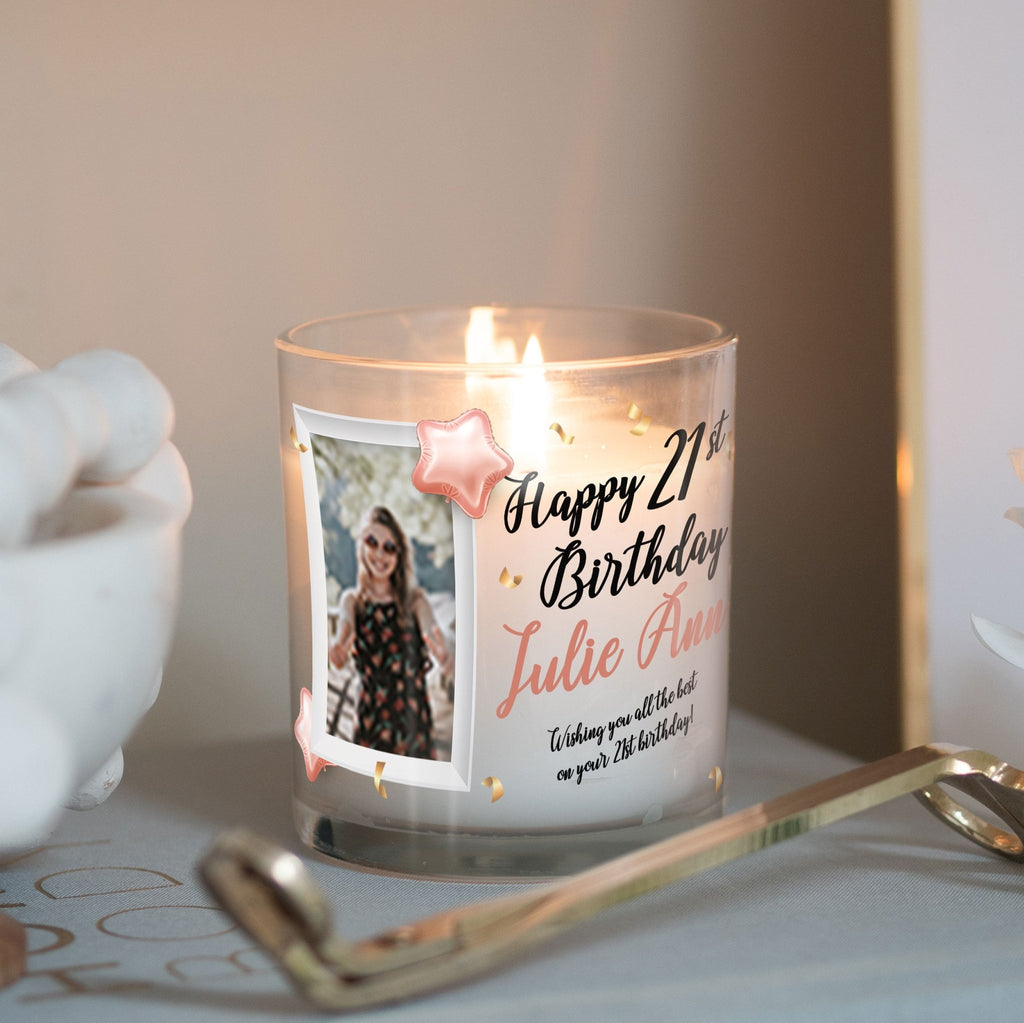 21st Birthday Custom Photo Glass Candleholder | Teen Girl Bday, Gift Ideas For Her | Personalised Votive Glass with Picture | Bday Present Candleholder - Unique Prints