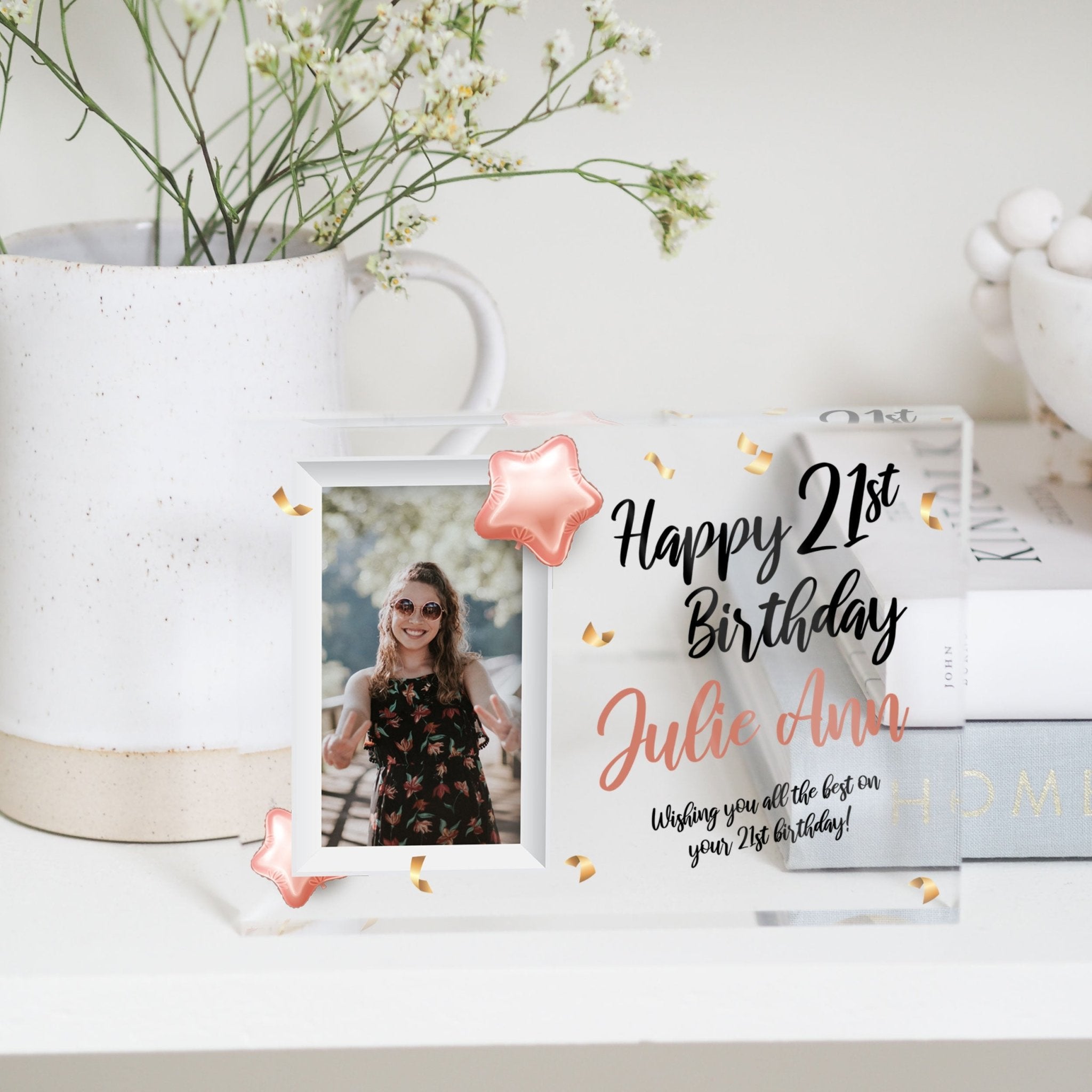 21st Birthday Gift For Her | Personalized Custom Picture Frame PhotoBlock - Unique Prints