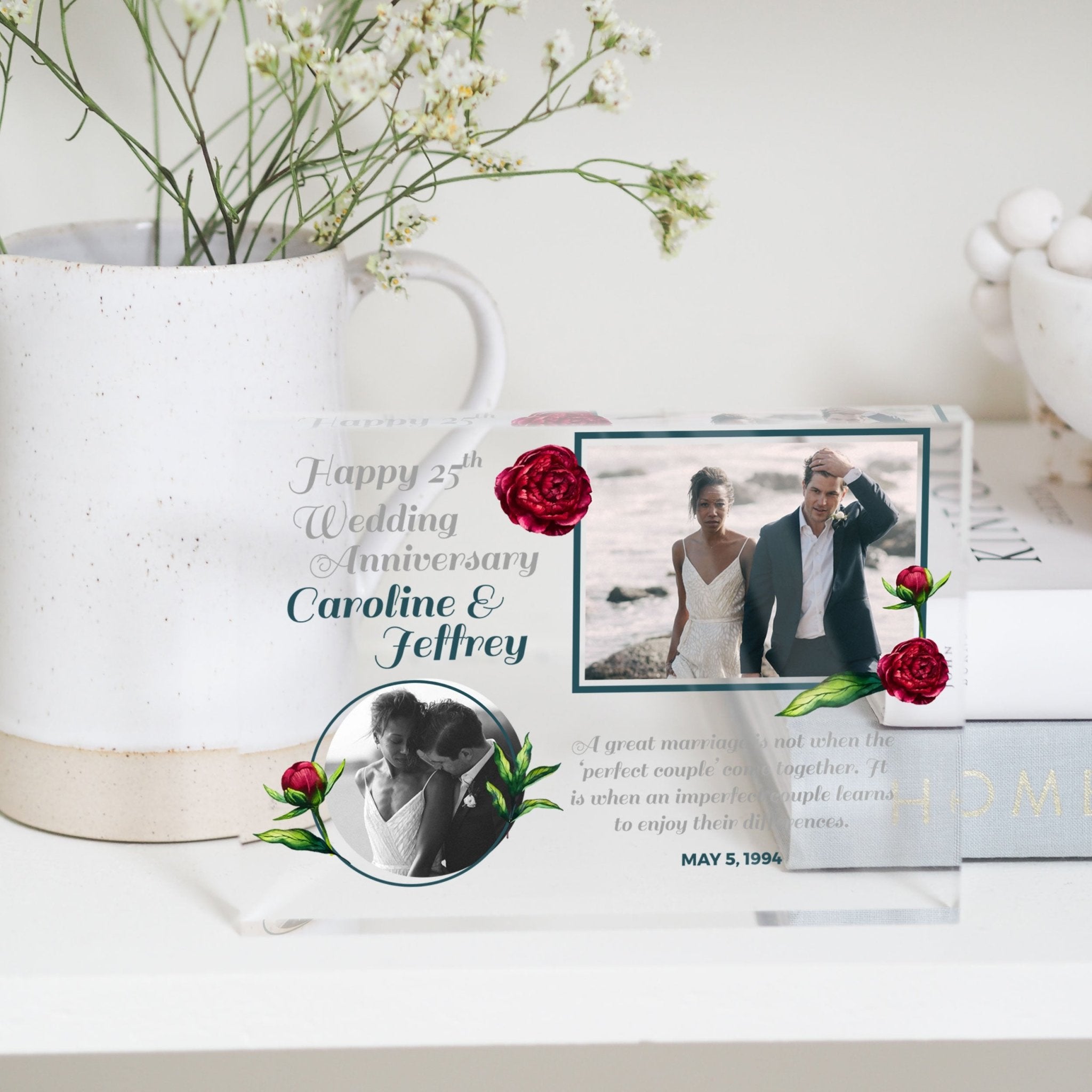 25th Anniversary Gift For Husband | Twenty Fifth Anniversary Gift For Parents | 25 Year Wedding Anniversary Present For Wife PhotoBlock - Unique Prints
