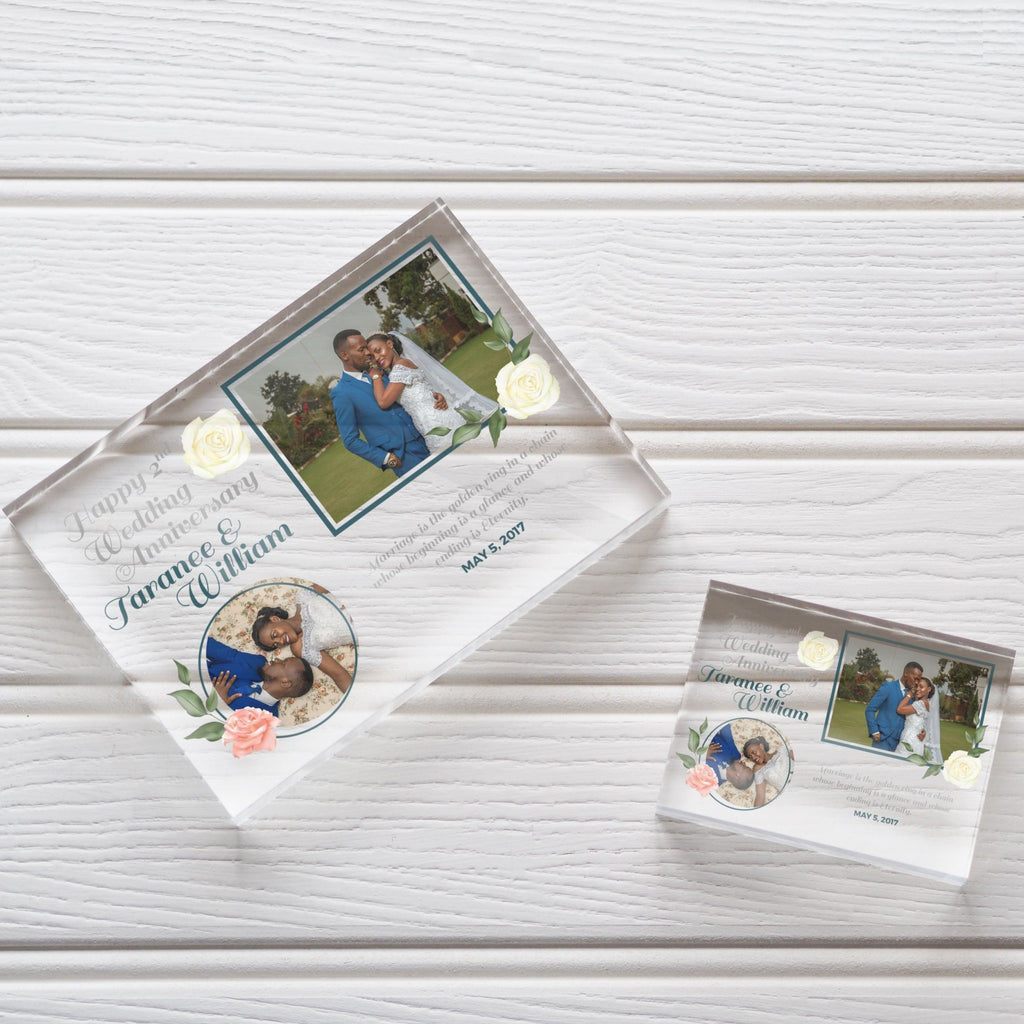 2nd Anniversary Gift for Him or For Her, Second Wedding Anniversary Gift For Couple, Cotton Anniversary PhotoBlock - Unique Prints