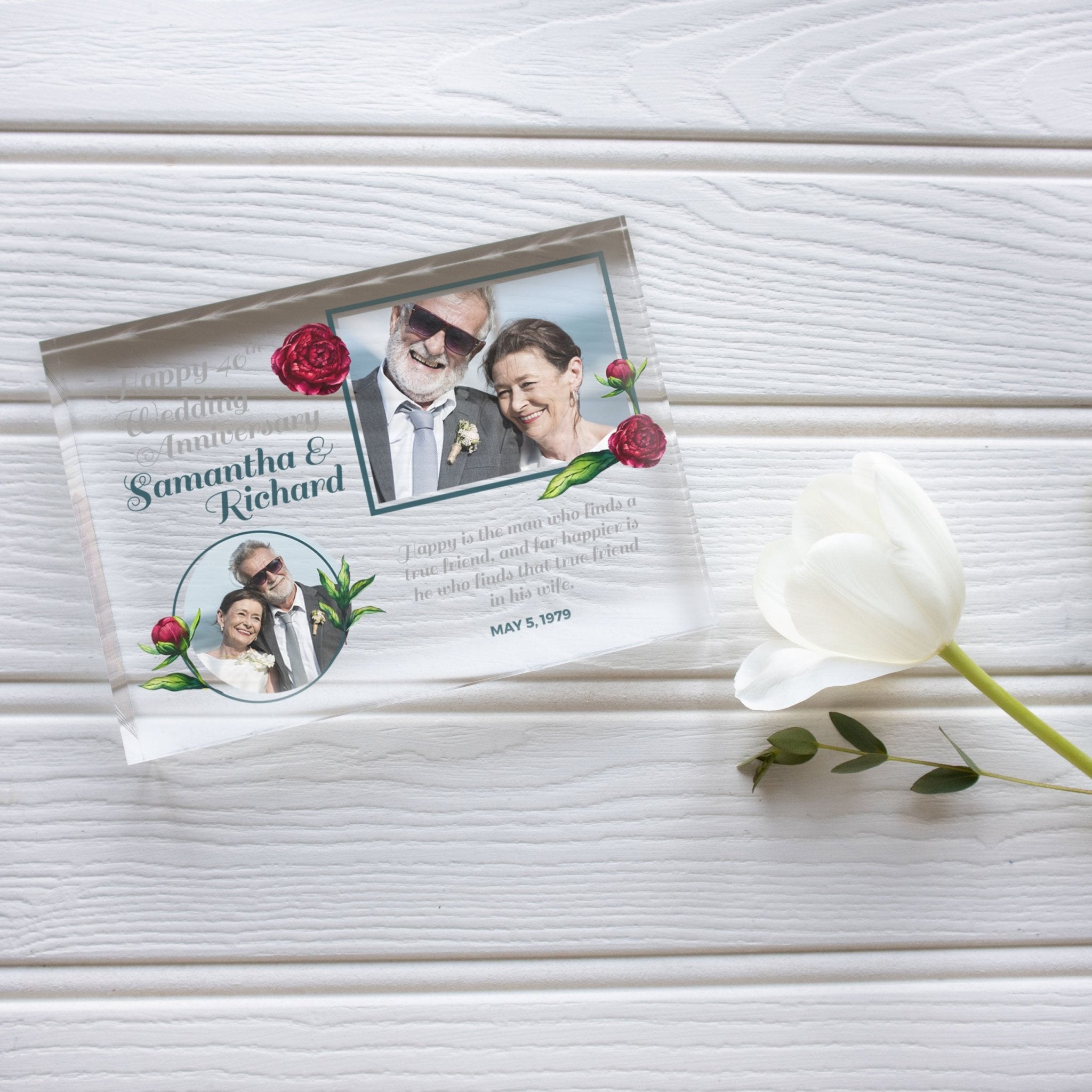 40th Anniversary Gift For Husband | Fortieth Anniversary Gift For Parents | 40 Year Wedding Anniversary Present For Wife PhotoBlock - Unique Prints