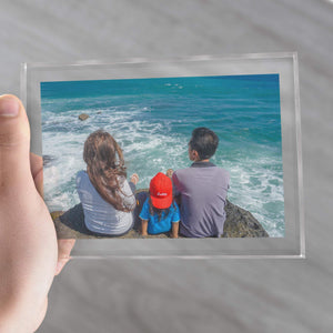 5x7 Family Picture Frame | Custom Family Photo Frame On Glass | Family Ornament PhotoBlock - UniquePrintsStore
