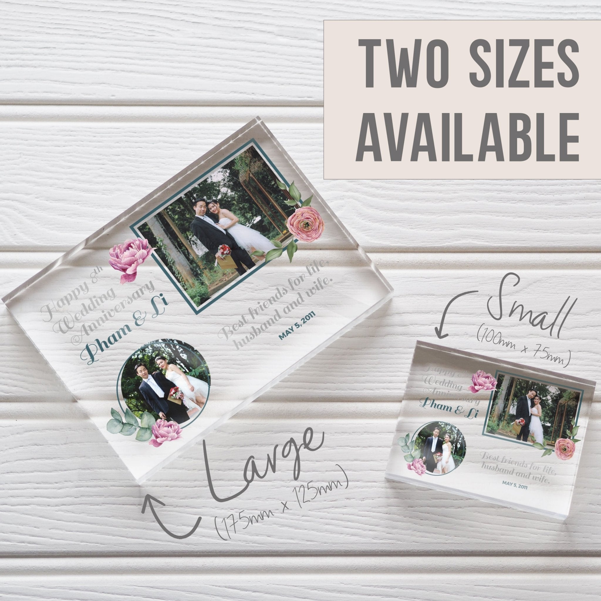 8th Anniversary Gift For Wife | Eighth Anniversary Gift For Parents | 8 Year Wedding Anniversary For Him | Anniversary Gift For Couple PhotoBlock - Unique Prints