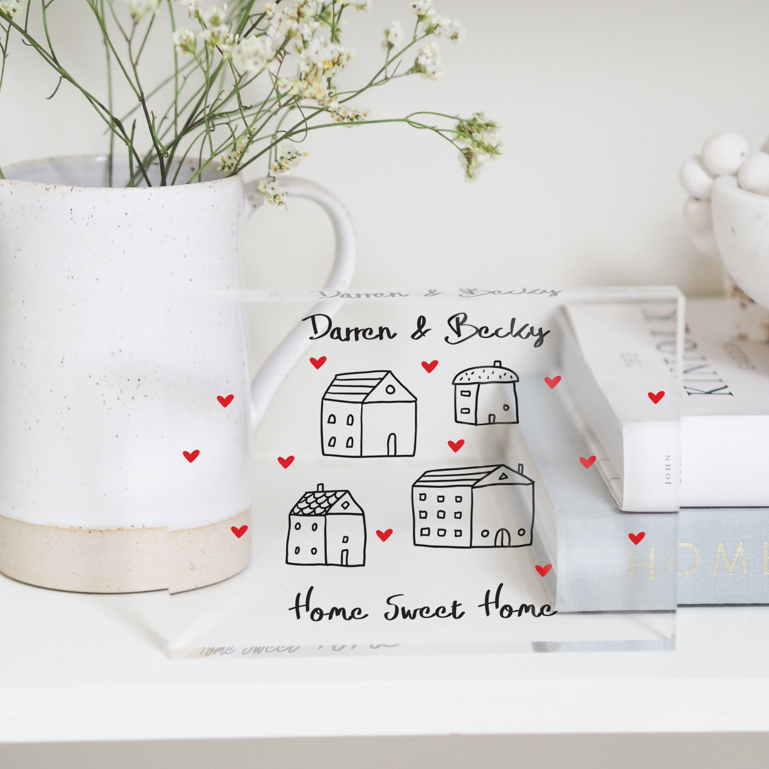 Home sweet home sign glass block