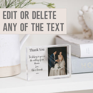 A Parents Thankyou Wedding Frame | Thankyou To Parents For Wedding Gift PhotoBlock - Unique Prints