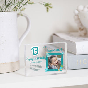 Baby Boy First Birthday Gift | 1st Birthday Present For Boy | 1st Birthday Picture Frame | Personalized Gift For Baby Boy PhotoBlock - Unique Prints