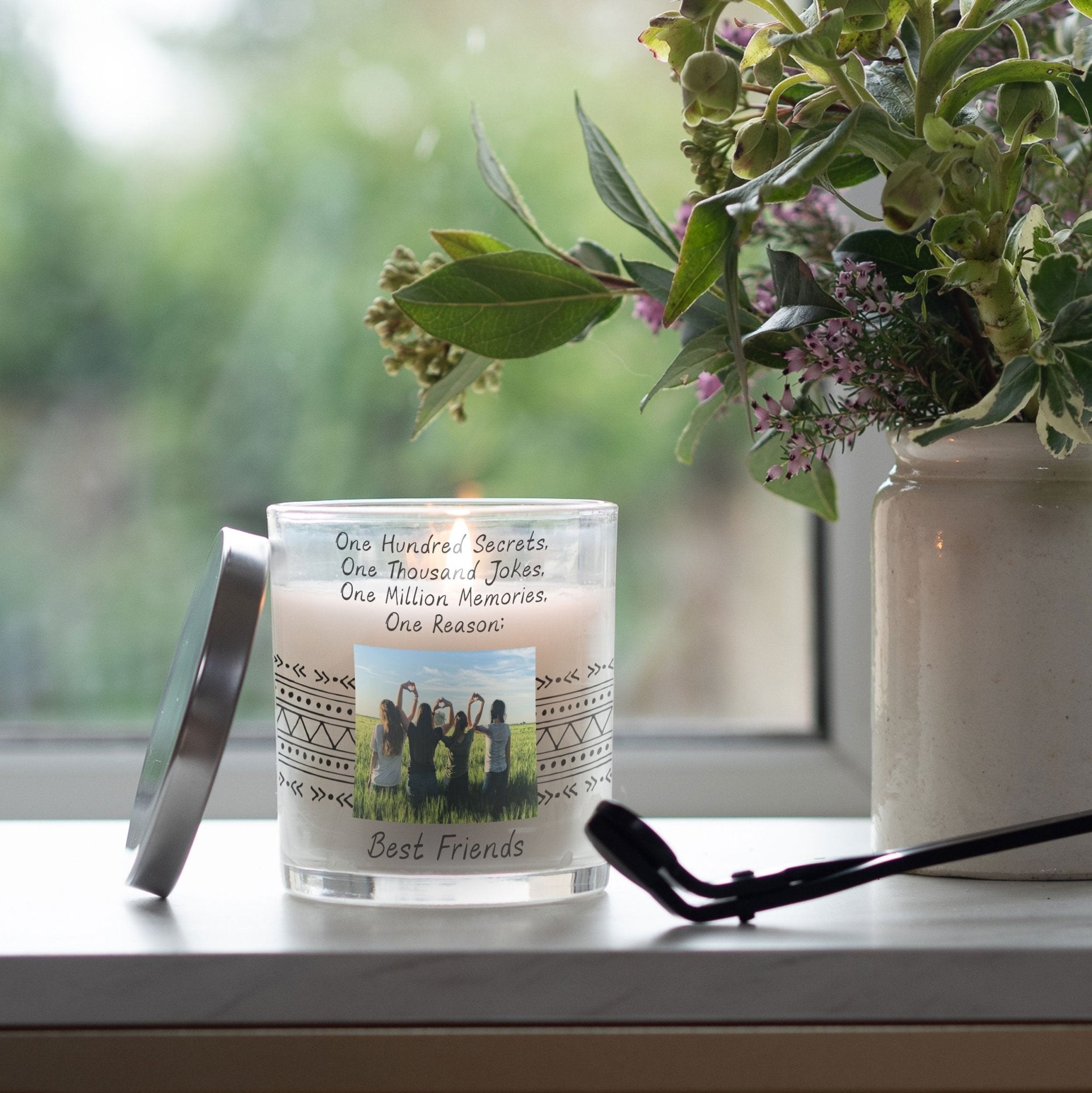 Best Friend Birthday Custom Photo Glass Candleholder | Long Distance Friends Keepsake, Friendship Gift Idea | Personalised Votive w/ Picture Candleholder - Unique Prints