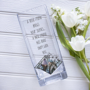 Best Friend Custom Photo Glass Vase | Pal Quotation Gift Ideas | Personalised Flower Stand with Picture | Acrylic Crystal Home Decor Present Vase - Unique Prints