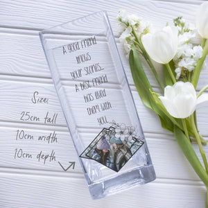 Best Friend Custom Photo Glass Vase | Pal Quotation Gift Ideas | Personalised Flower Stand with Picture | Acrylic Crystal Home Decor Present Vase - Unique Prints