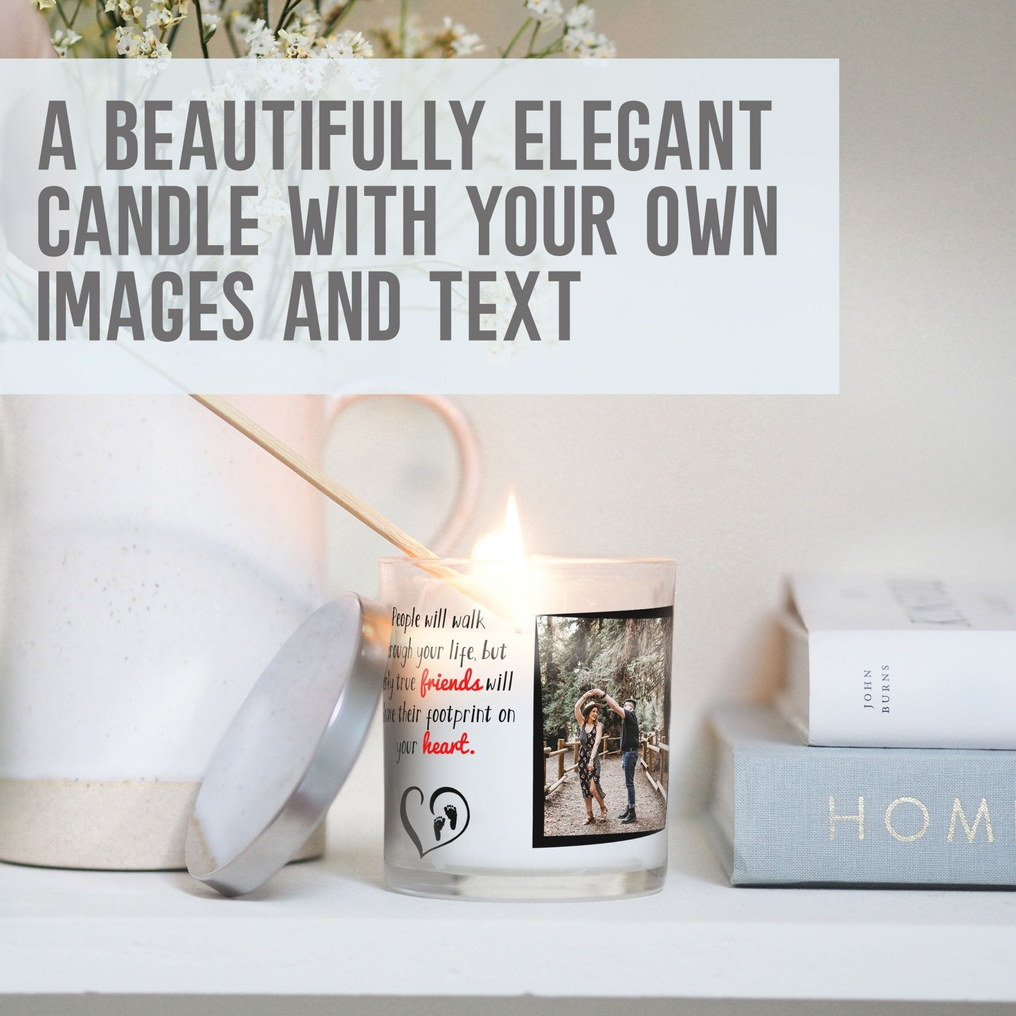 Best Friend Customized Photo Candle Holder | Pal Quotation Cadre Gift Ideas | Personalized Votive Glass with Picture | Home Decor Present Candleholder - Unique Prints