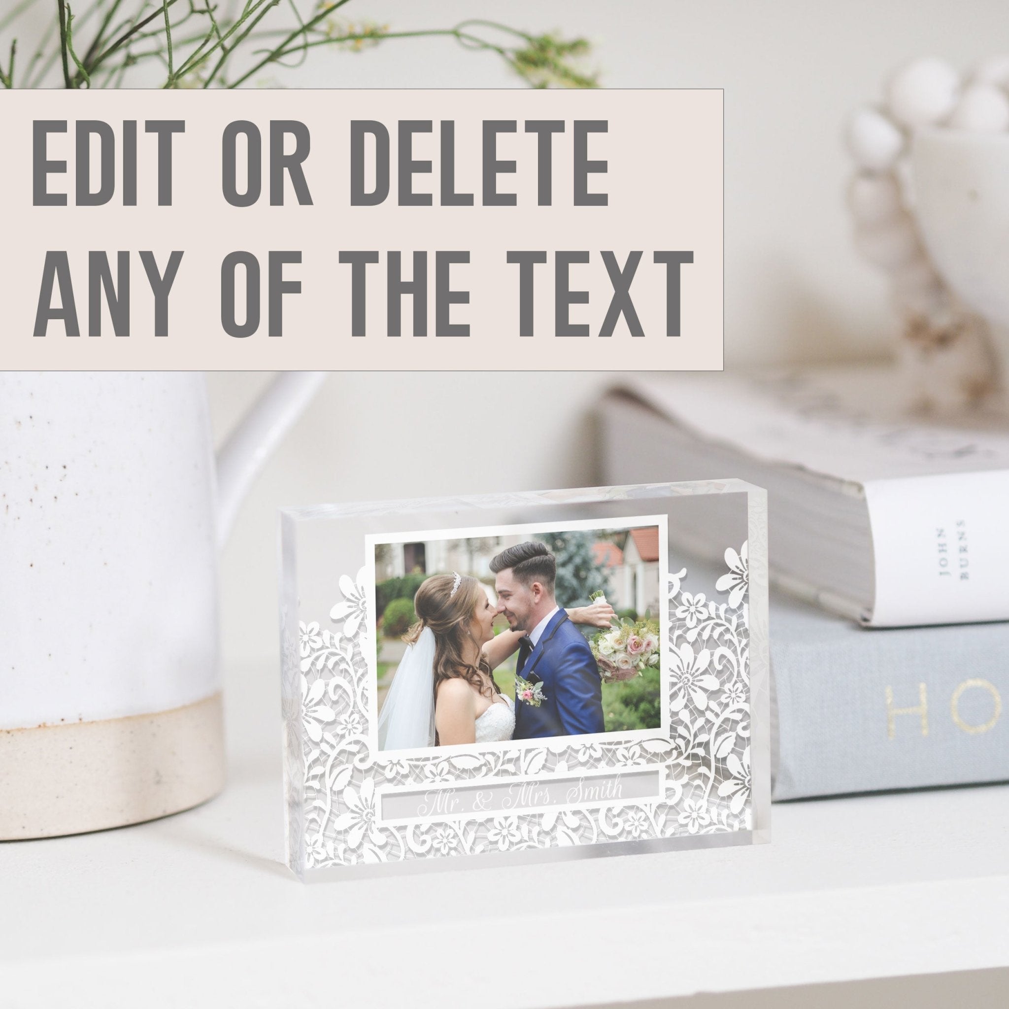Best Friend Wedding Gift To Bride | Personalized Wedding Gift For Couple | Our Wedding Day Picture Frame PhotoBlock - Unique Prints