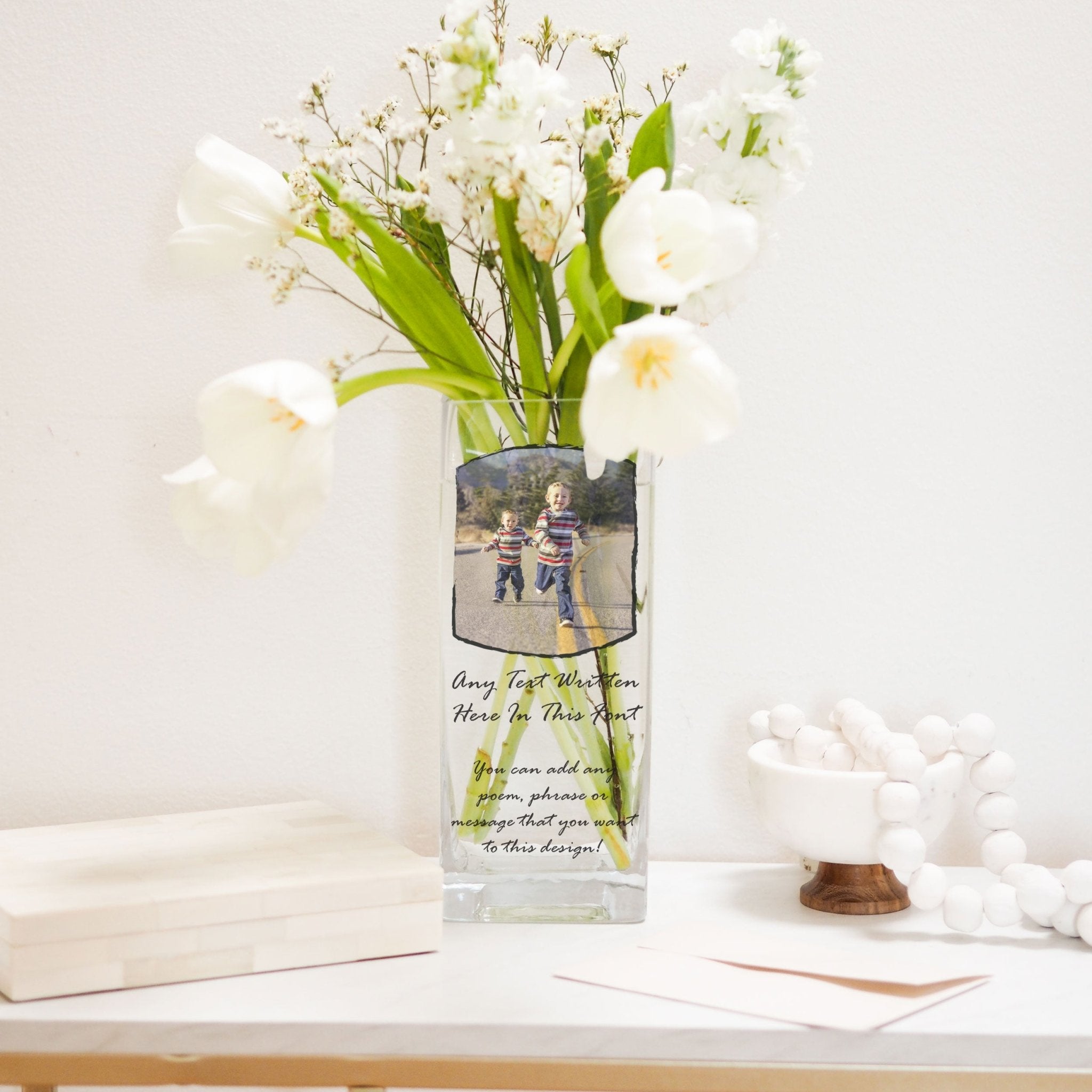 Big Brother Custom Photo Glass Vase | Unique Family Gift Ideas for Bro | Personalised Crystal Flower Stand with Picture | Home Decor Present Vase - Unique Prints