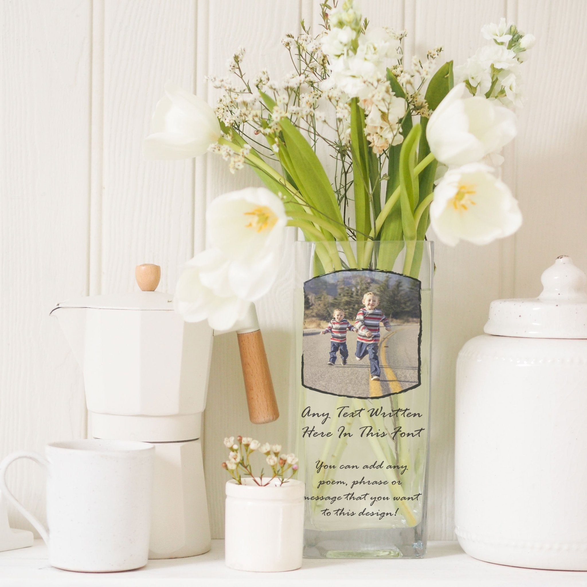 Big Brother Custom Photo Glass Vase | Unique Family Gift Ideas for Bro | Personalised Crystal Flower Stand with Picture | Home Decor Present Vase - Unique Prints