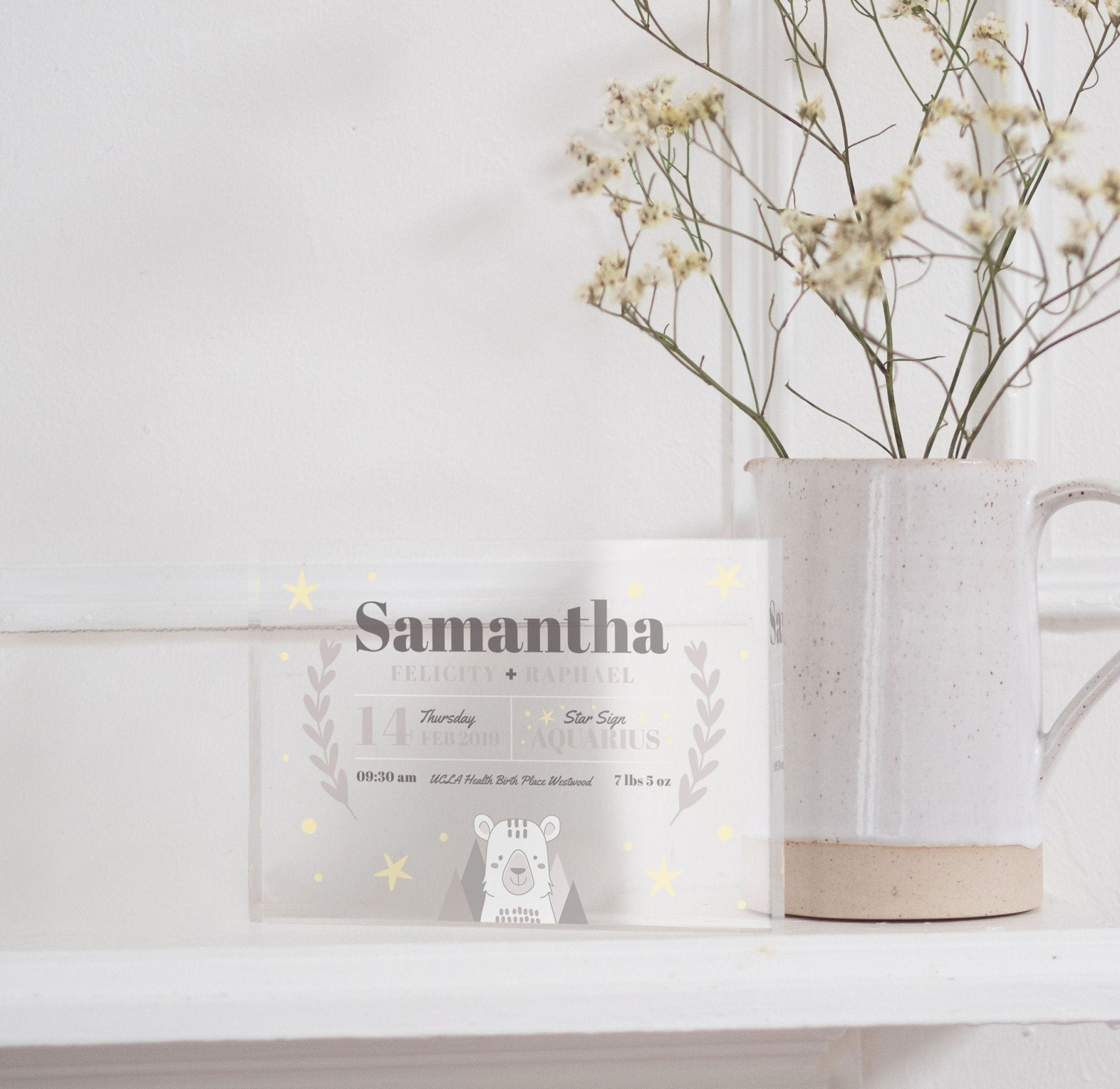 Birth Announcement Sign | New baby Gift | New Baby Boy or Girl Gift PhotoBlock - Unique Prints