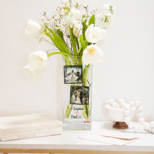 Boyfriend Custom Photo Glass Vase | Long Distance Relationship Gift Ideas | Personalised Flower Stand w/ Picture Present, Crystal Home Decor Vase - Unique Prints