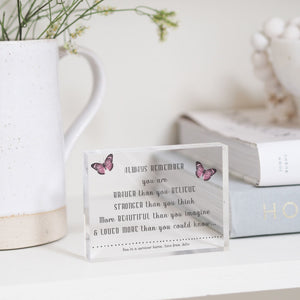 Bravery Quotes Glass Block, Inspirational Gifts for Cancer