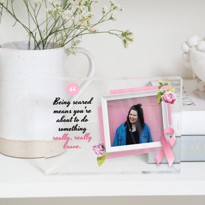 Breast Cancer Gift | Breast Cancer Ribbon | Think Pink Ribbon | Fight Like A Girl PhotoBlock - Unique Prints