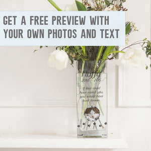 Cat Memorial Custom Photo Glass Vase | Pet Loss Gift Ideas | Personalised Flower Stand with Picture Keepsake | Acrylic Crystal Home Decor Vase - Unique Prints