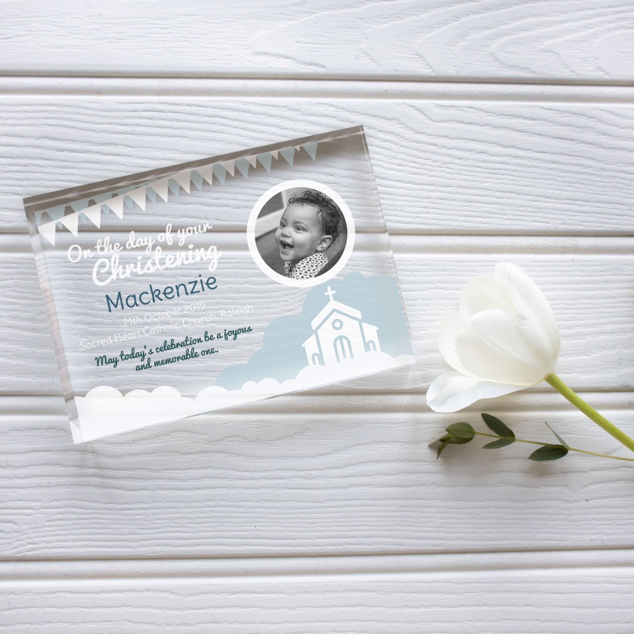 Christening Gift For A Boy | Baptism Present For Boy | Christening Picture Frame | Personalized Gift For Christening PhotoBlock - Unique Prints