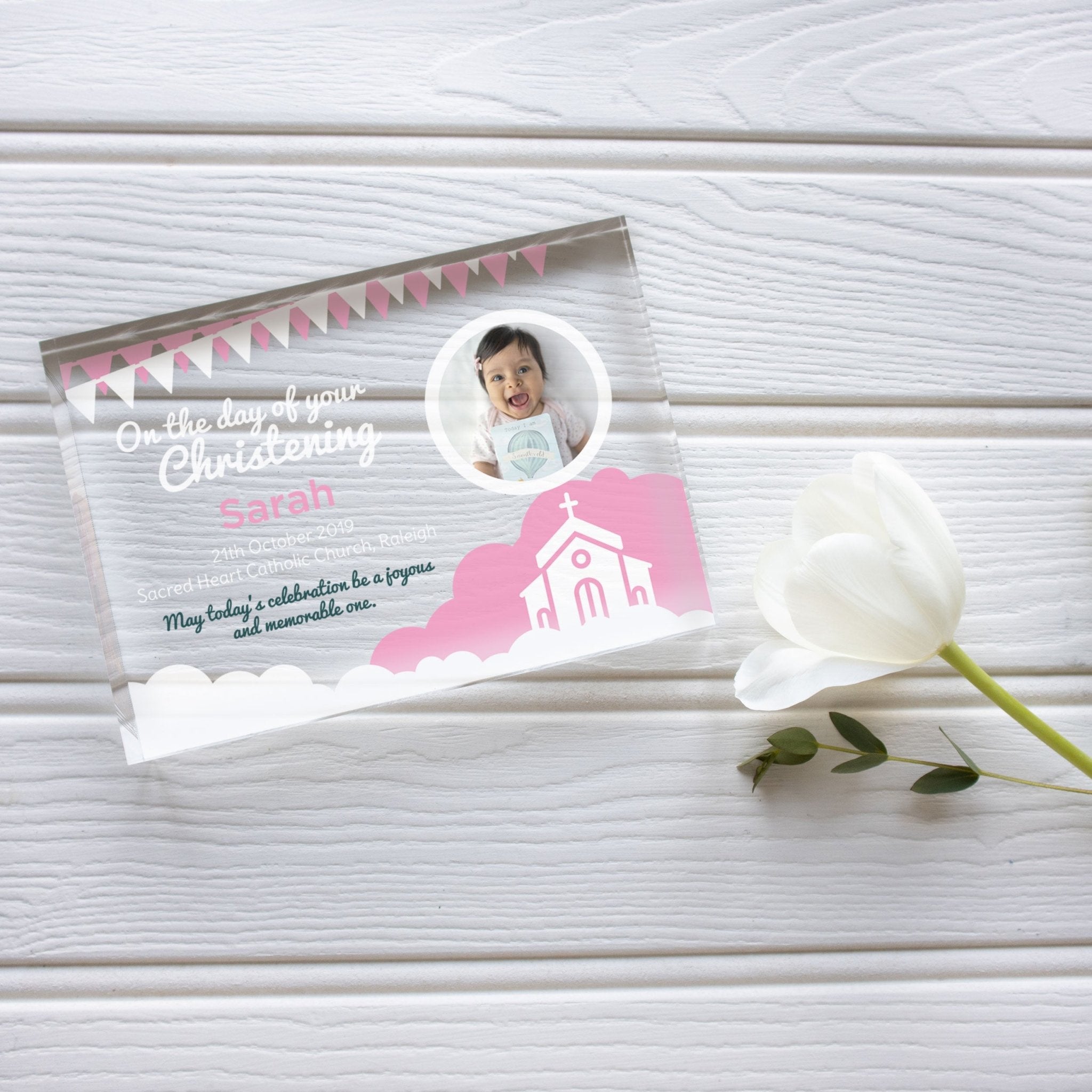 Christening Gift For A Girl | Baptism Present For Girl | Christening Picture Frame | Personalized Gift For Christening PhotoBlock - Unique Prints