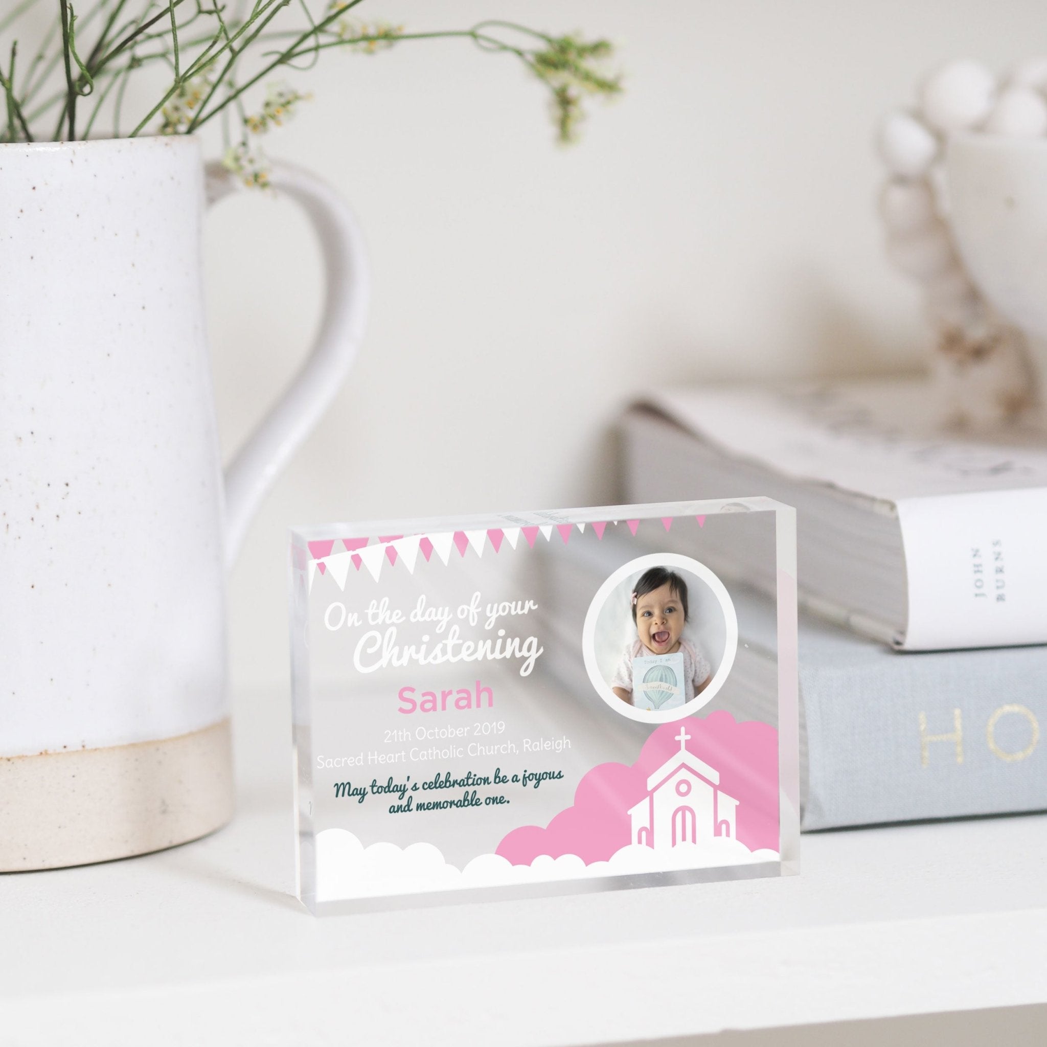 Christening Gift For A Girl | Baptism Present For Girl | Christening Picture Frame | Personalized Gift For Christening PhotoBlock - Unique Prints