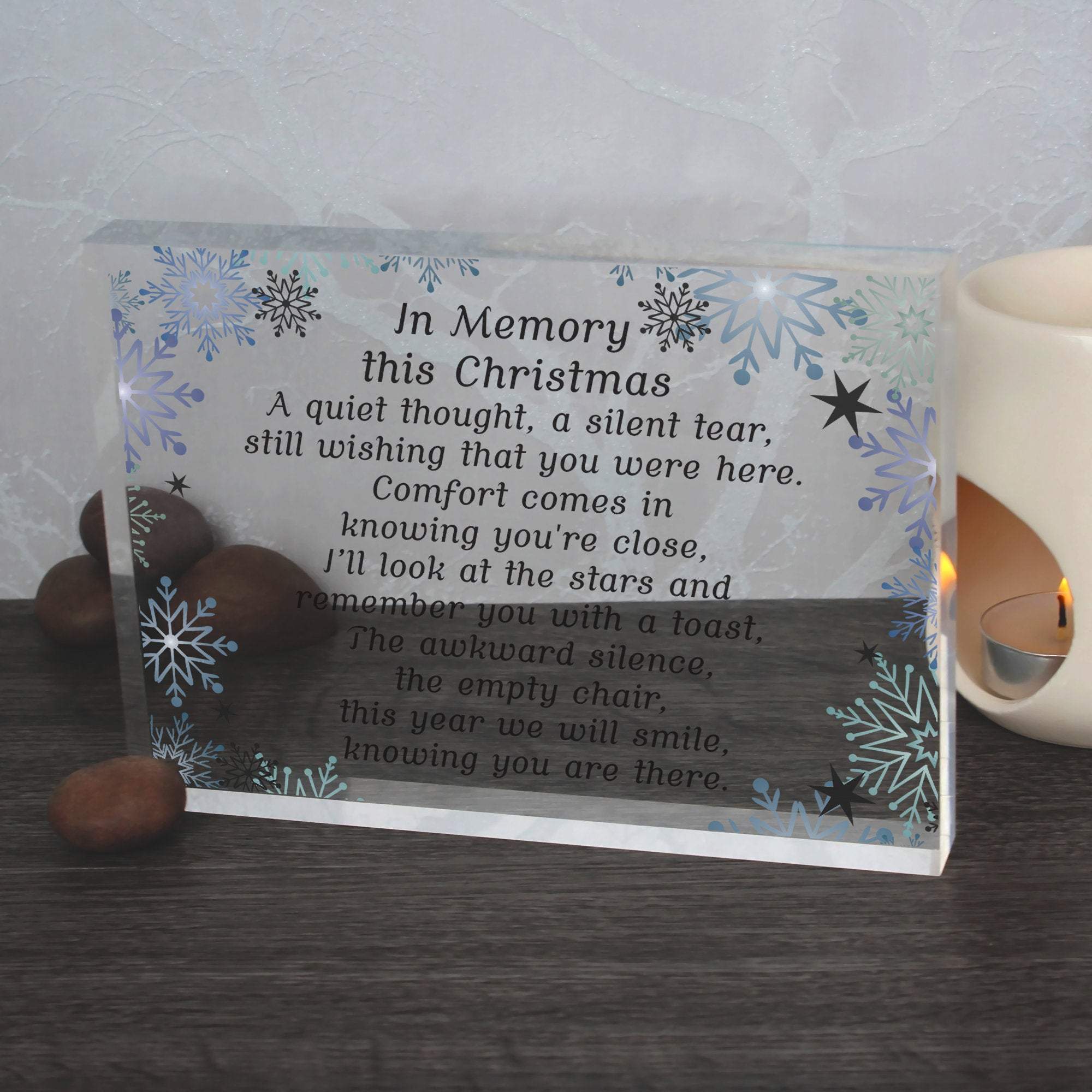 Christmas In Heaven Memorial Ornament | Christmas Memorial Sign Decor PhotoBlock - UniquePrintsStore