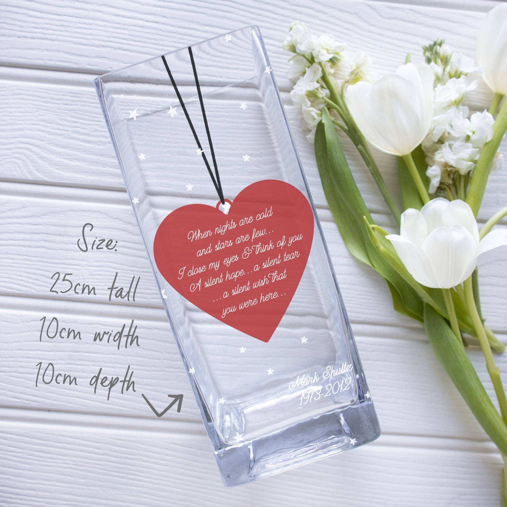 Christmas Memorial Custom Quotes Glass Vase | Xmas in Heaven Gift Ideas | Personalised Text, Acrylic Crystal Flower Stand Home Decor Present Vase - Unique Prints