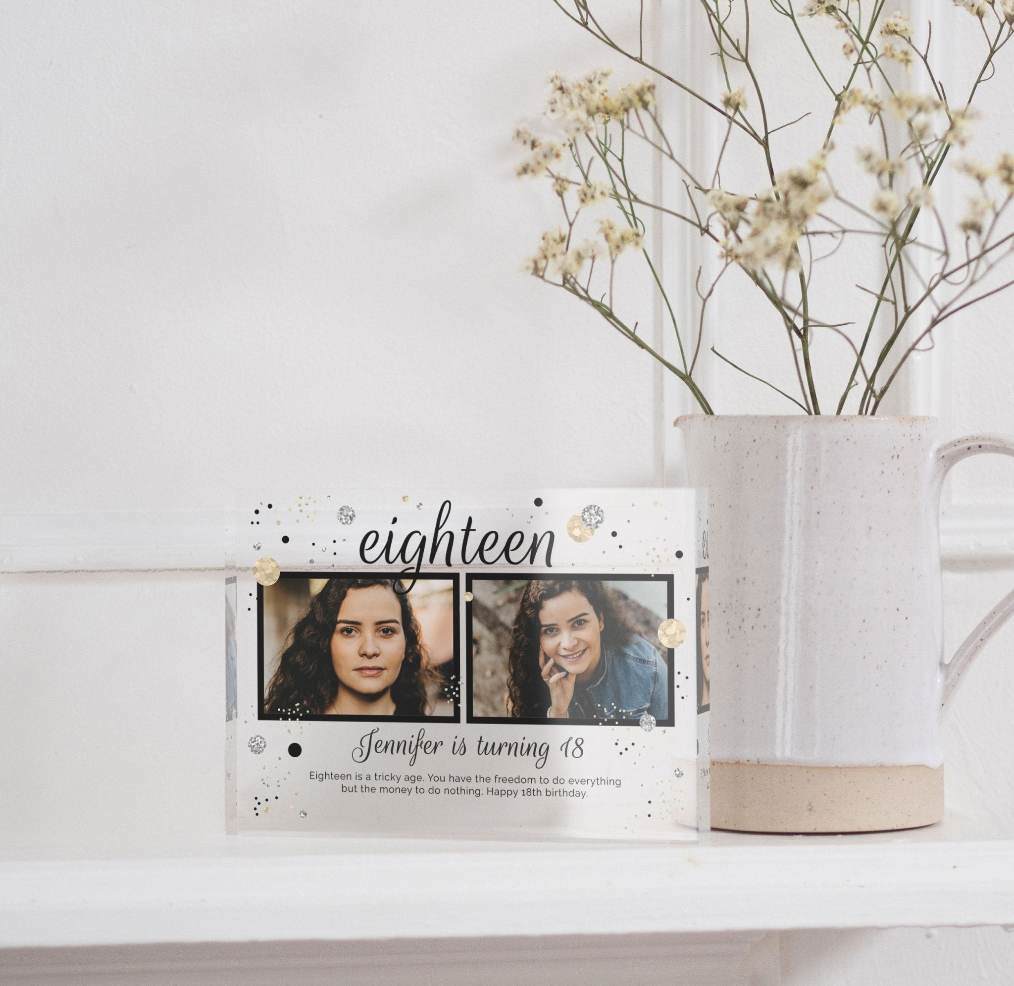 Custom 18th Birthday Photo Frame Gift For Daughter | Personalized 18th Birthday Gift For Her | 18th Birthday Picture Frame PhotoBlock - Unique Prints