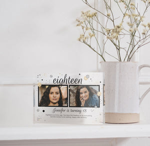 Custom 18th Birthday Photo Frame Gift For Daughter | Personalized 18th Birthday Gift For Her | 18th Birthday Picture Frame PhotoBlock - Unique Prints