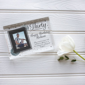 Custom 30th Birthday Photo Frame Gift For Friend | Personalized 30th Birthday Gift For Him | 30th Birthday Picture Frame PhotoBlock - Unique Prints