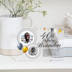 Load image into Gallery viewer, Custom 40th Birthday Photo Frame Gift For a Man | Personalized 40th Birthday Gift For Him | Dads 40th Birthday Picture Frame PhotoBlock - Unique Prints
