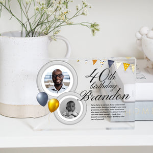 Custom 40th Birthday Photo Frame Gift For a Man | Personalized 40th Birthday Gift For Him | Dads 40th Birthday Picture Frame PhotoBlock - Unique Prints
