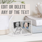 Load image into Gallery viewer, Custom 40th Birthday Photo Frame Gift For Her | Personalized 40th Birthday Gift For Wife | 40th Birthday Picture Frame PhotoBlock - Unique Prints
