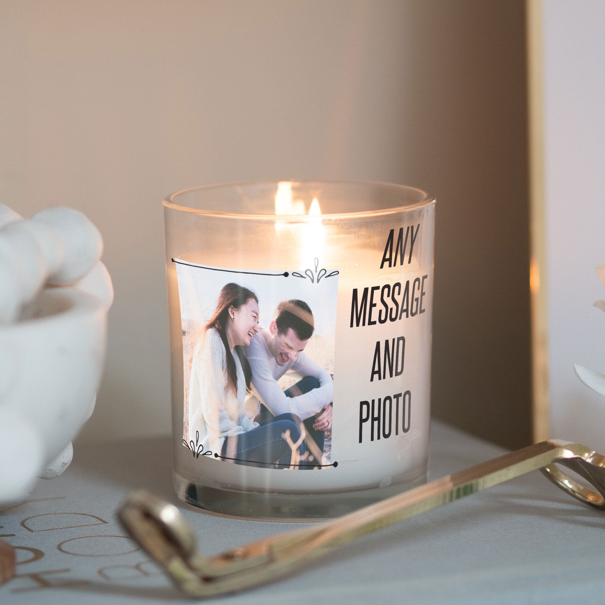 Custom Message Personalized Photo Candle Holder | Quotation Gift Ideas | Personalized Votive Glass with Picture | Crystal Home Decor Present Candleholder - Unique Prints