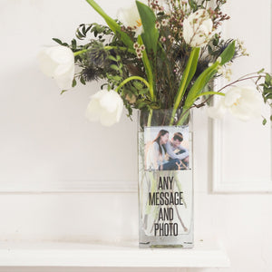 Custom Message Personalized Photo Glass Vase | Quotation Gift Ideas | Personalised Keepsake | Flower Stand with Picture Home Decor Present Vase - Unique Prints