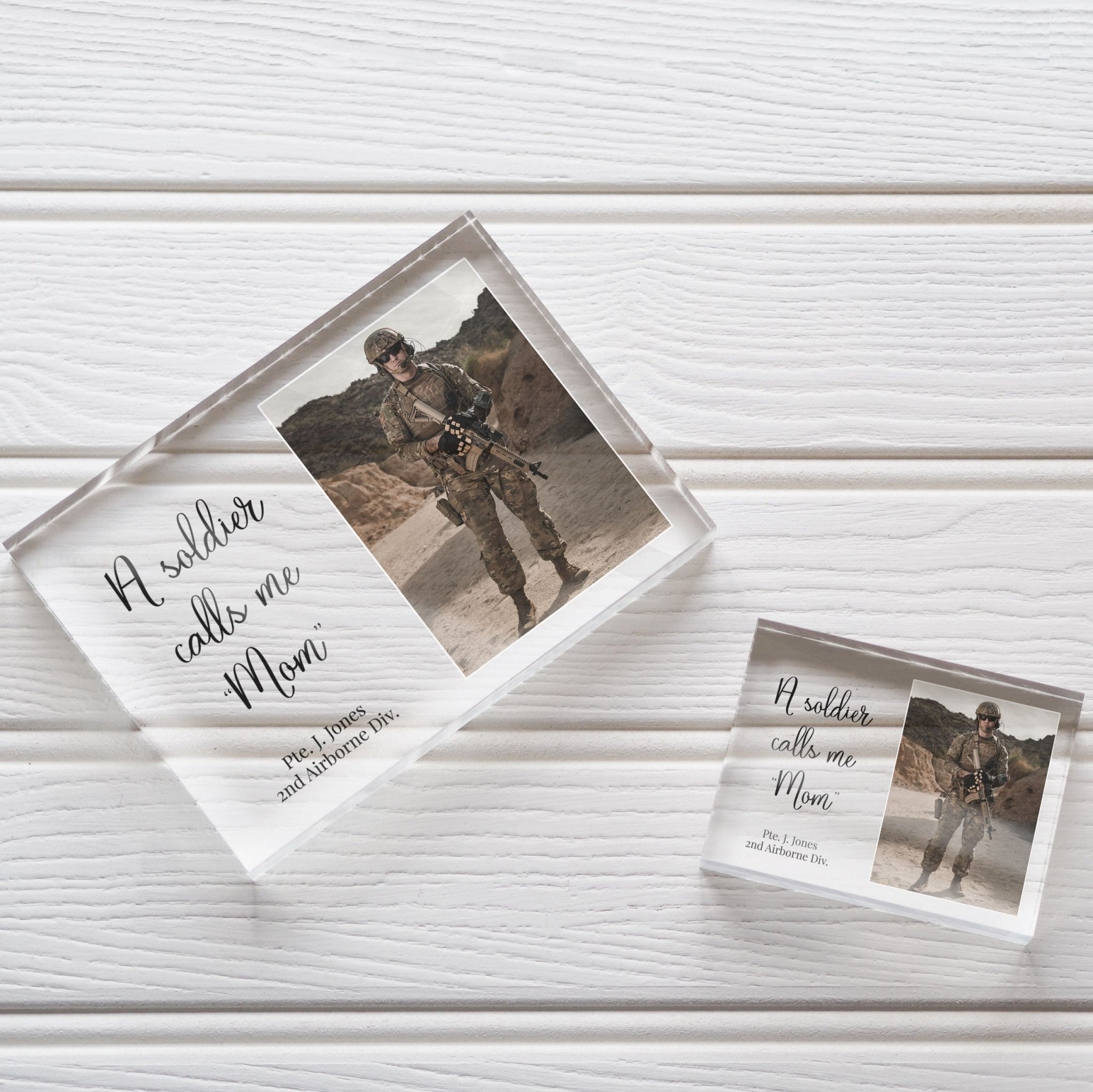 Custom Proud Army Mom Gift, Soldier Photo Frame For Family PhotoBlock - Unique Prints