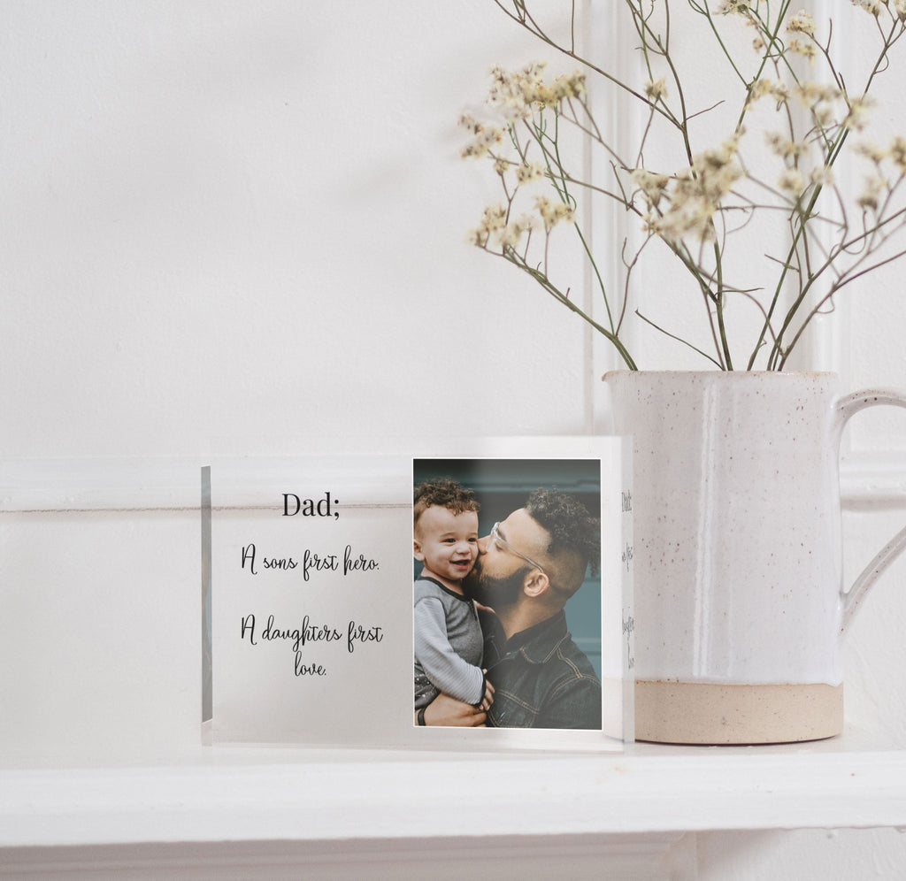 Dad Birthday Gift, Gift For Dad, Gift From Son, First Father's Day Frame, Engraved Dad Gift, Dad Picture Frame PhotoBlock - Unique Prints