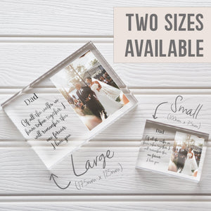 Father of The Bride Gift From Bride | Dad Wedding Gift From Bride | Step Father Of The Bride Gift PhotoBlock - Unique Prints