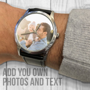 Father Of The Groom Gift | Men's Engraved Watch | Custom Photo Gift Watch - UniquePrintsStore