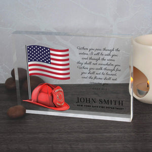Firefighter Gift For Him | Volunteer Firefighter Gift For Dad | Custom Fireman Gift PhotoBlock - UniquePrintsStore