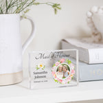 Load image into Gallery viewer, Floral Maid Of Honor Gift Frame | Bridesmaid Thank you Gift From Bride PhotoBlock - Unique Prints
