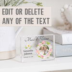 Load image into Gallery viewer, Floral Maid Of Honor Gift Frame | Bridesmaid Thank you Gift From Bride PhotoBlock - Unique Prints
