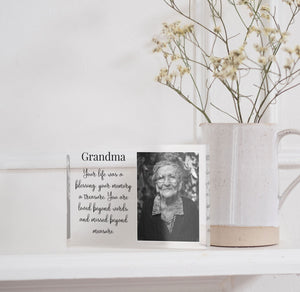 Grandma Loss Picture Frame | Remembrance Ornament | Bereavement Gift For Loss Of Grandmother PhotoBlock - Unique Prints