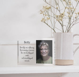 Grandma Loss Picture Frame | Sympathy Gift loss Of Mother | Wedding Memorial Sign PhotoBlock - Unique Prints