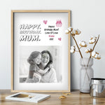 Load image into Gallery viewer, Happy Birthday Mum | Custom Photo Gift | Personalised Print Normal Frame - UniquePrintsStore

